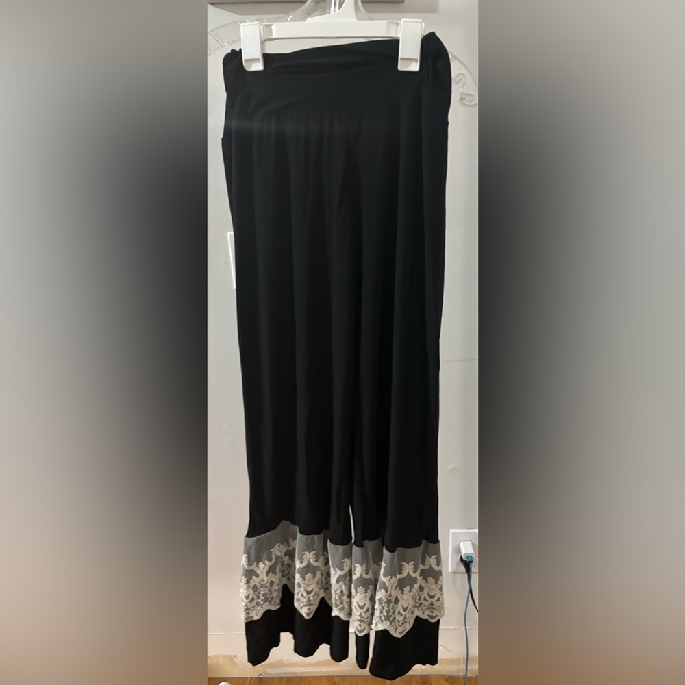 Black Pants with Lace Trim BOUTIQUE